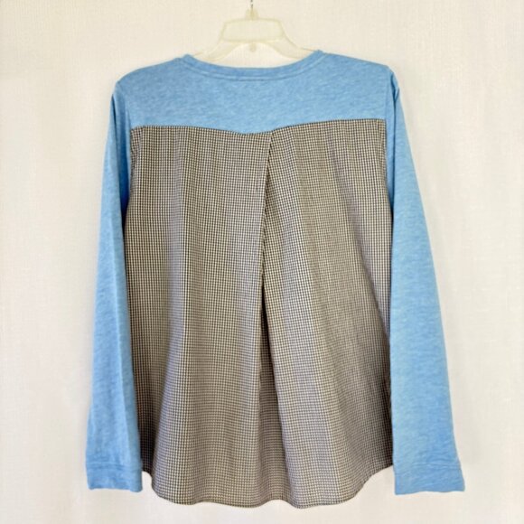 TALBOTS Mixed Media Hi Lo Hem Long Sleeve Top - Picture 2 of 4